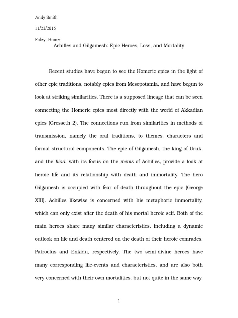 Epic heroes gilgamesh and achilles essay gilgamesh and achilles similarities
